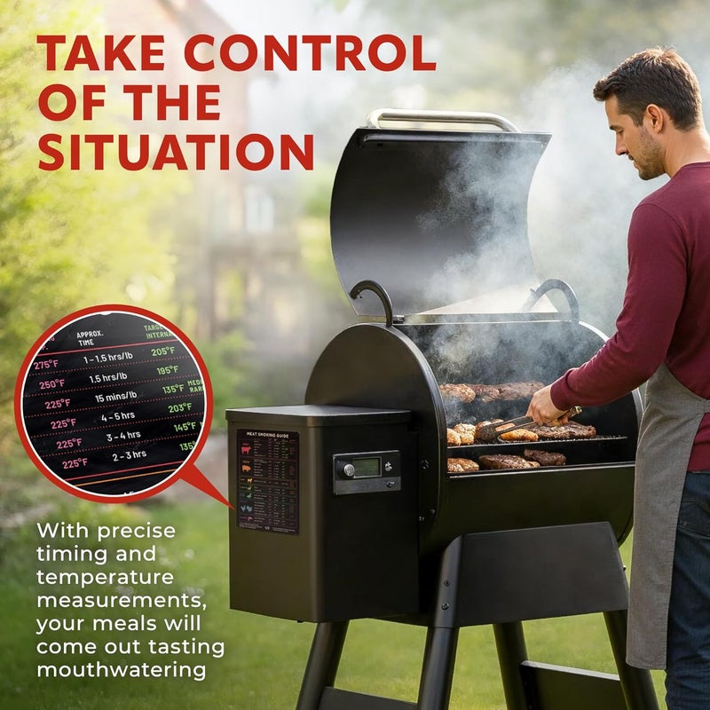 Levain & Co Meat Temperature Magnet & BBQ Smoker Guide - Pellet Smoker & Traeger Accessories - Wood, Time, & Temp - BBQ Accessories - Grilling Gifts for Men - Image 3